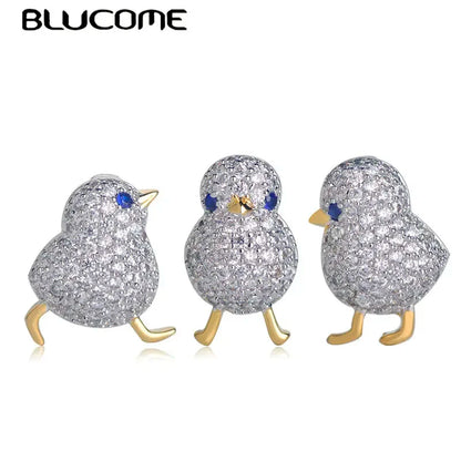 Amazing Price Little Blue Eyes Chick Shape Brooches Copper Zircon Brooch For Women Girls Collar Suit Pin Dress Sca
