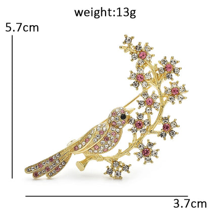 Wuli&baby Beautiful Flower And Bird Brooches For Women Unisex Rhinestone Animal Plants Party Office Brooch Pins Gifts