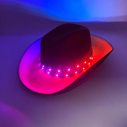 LED Glowing Cowgirl boy Hat Neon Luminous Bride Hat For Holiday Light Up Supplies Fluorescent Party Props Bachelorette Party Hat