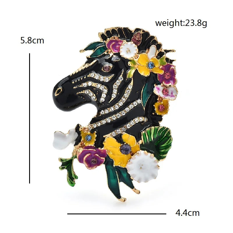 Wuli&baby Wear Flowers Zebra Brooches For Women Unisex Enamel Vintage Designer Animal Office Party Brooch Pins Gifts