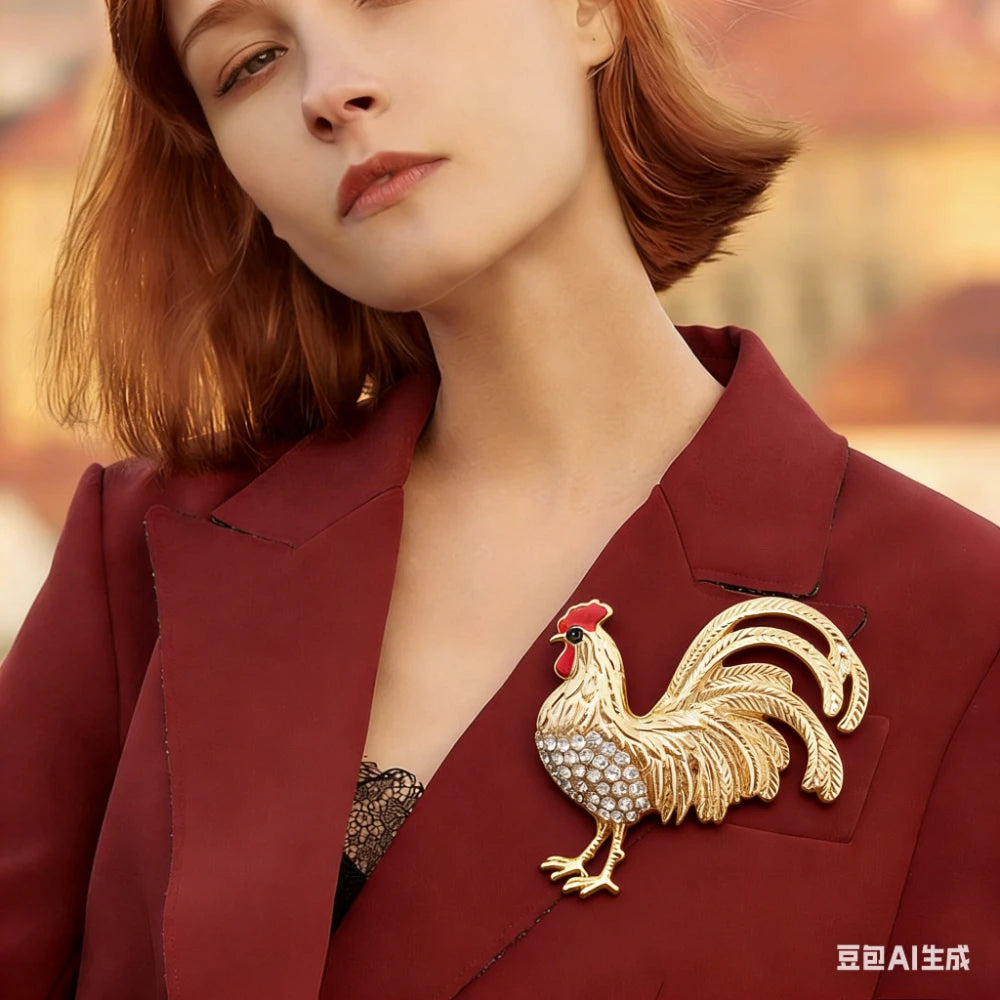 Baroque Luxury Beautiful Rooster Animal Design Brooch for Men Women, Jewelry Accessories, WeddingHolidayPartyCoupleSurpriseGift