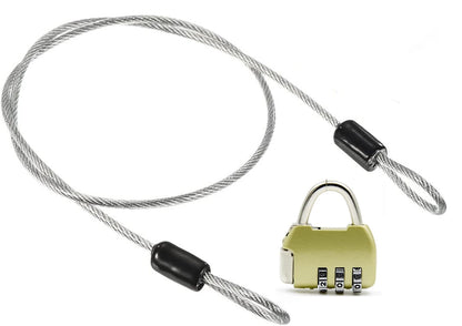 Security Steel Cable with 3 Digit Combination Lock Travel Padlock 1M Coated Safety Wire Rope Double Loop for Luggage Suitcase