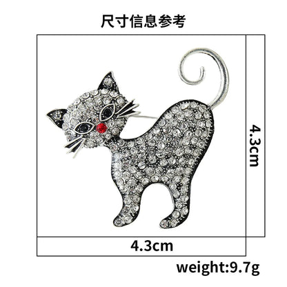 Women Men Fashion Creative Exquisite Cute Cat Crystal Pin Lovely Kitten Rhinestone Delicate Kitten Enamel Brooch Badges