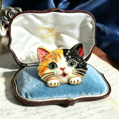 Baroque Luxury Cartoon Cat Animal Design Brooches for Men and Women, Jewelry, Fashion Accessories, Wedding, Holiday, Party Gifts