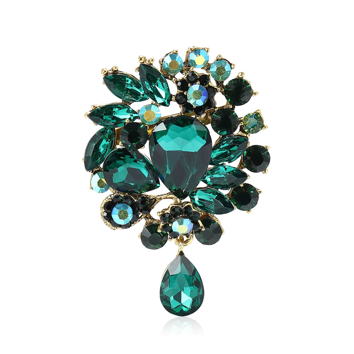 Beaut&Berry Vintage Crystal Glass Brooches for Women Unisex Rhinestone Pins Friends Party Gifts Banquet Jewellery Accessories