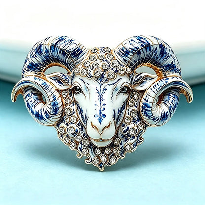 Wuli&baby Strong Goat Brooches For Women Men 2-color Enamel Rhinestone Year Of the Goat Animal Party Brooch Pins New Year Gifts