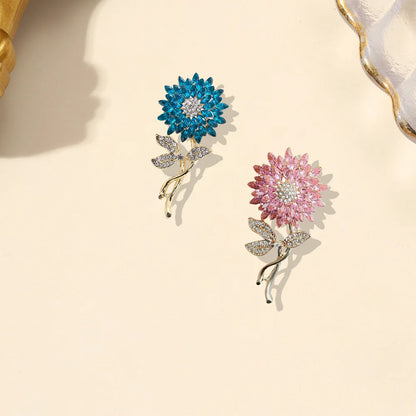 Diamond-inlaid Sunflower Brooch Universal Three-dimensional Exquisite Sunflower Alloy Buckle Pin Backpack Scarf Accessory Brooch