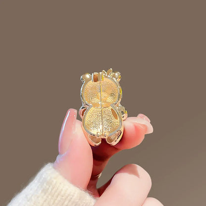 Cute Cartoon Enamel Panda Brooch Luxury Crystal Bamboo Animal Pins Women Men Badge Jewelry Hat Coat Accessories Party Gift