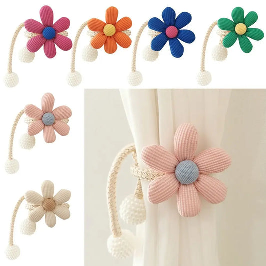 1pc Cute Magnetic Buckle Curtain Buckle Clip Flower Shape Pearl clasp Curtain Tieback Curtain Holders Kids Room