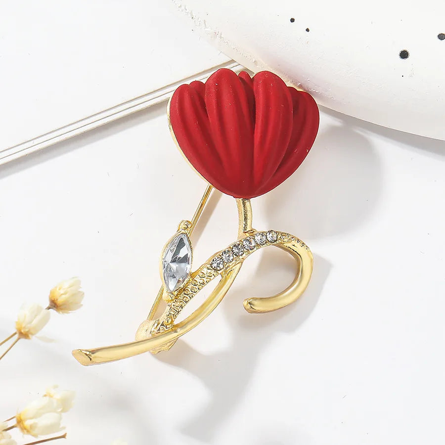 Stylish Charm Rose Brooch Shiny Rhinestone Flower Metal Women Brooch Lapel Pin Wedding Party Jewelry Accessories Gifts