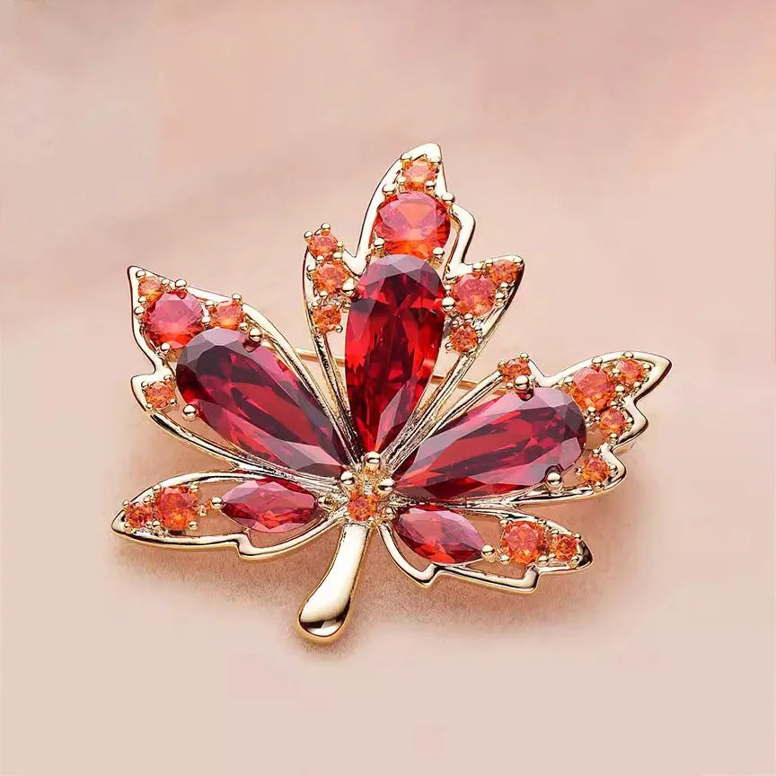 1pc Chic Maple Leaf Brooch with Shiny Rhinestones, Coconut Tree Plant Pin Jewelry Accessories - Great for Personal or Gift Use