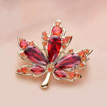 1pc Chic Maple Leaf Brooch with Shiny Rhinestones, Coconut Tree Plant Pin Jewelry Accessories - Great for Personal or Gift Use