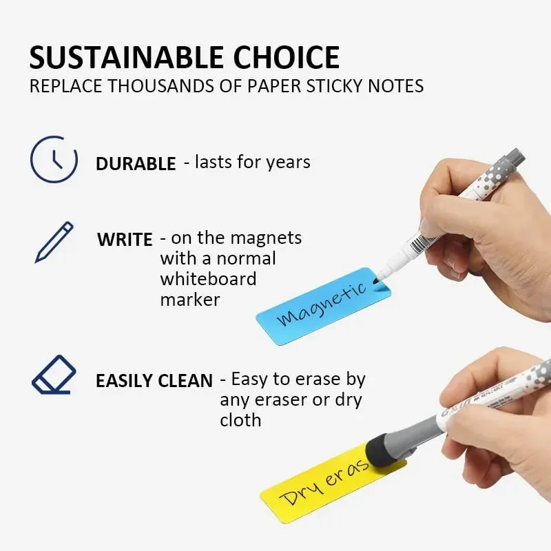 Magnetic Label Stickers Reusable Dry Erase Shelf Tag Stickers DIY Identification Classify Stickers for Stationery Office Storage