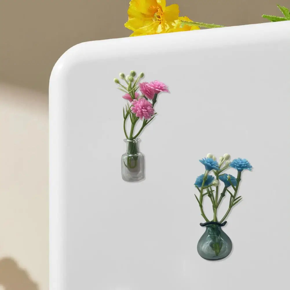 Mini Vase Magnets for Fridge Cute Tiny Magnetic Glass Vases Refrigerator Small Plant Pot for Locker Office Kitchen Decoration
