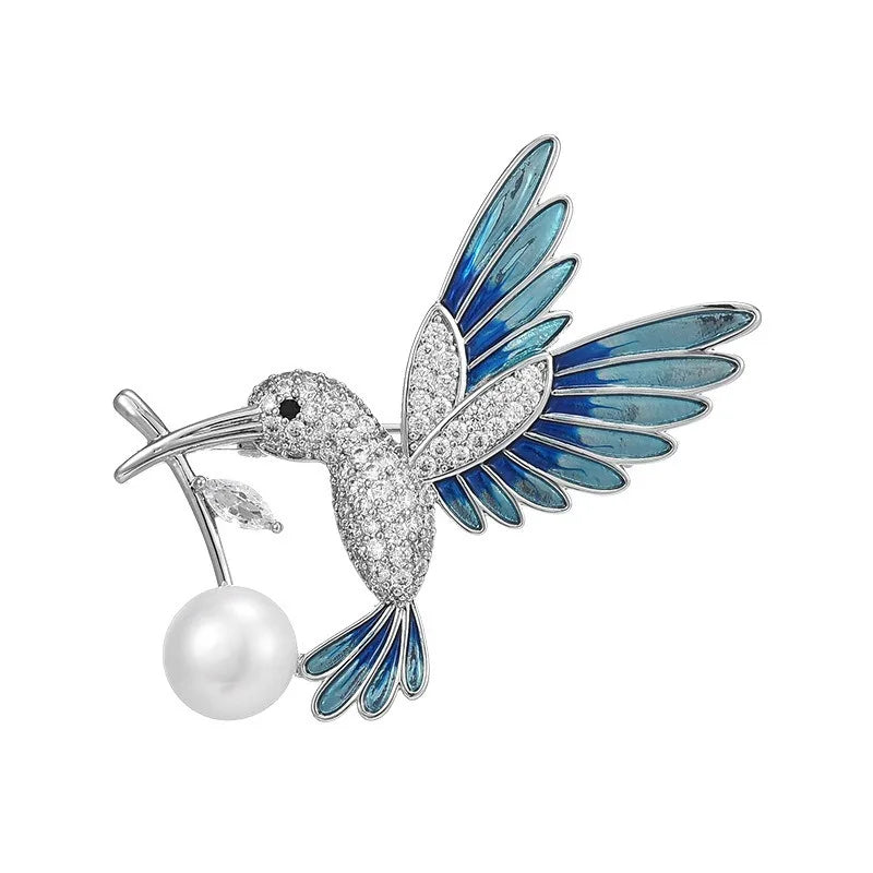 Lucky Hummingbird Bird Brooches Enamel Swallow Sparrow Pin with Rhinestone for Women Men Backpack Gifts Jewelry Accessories