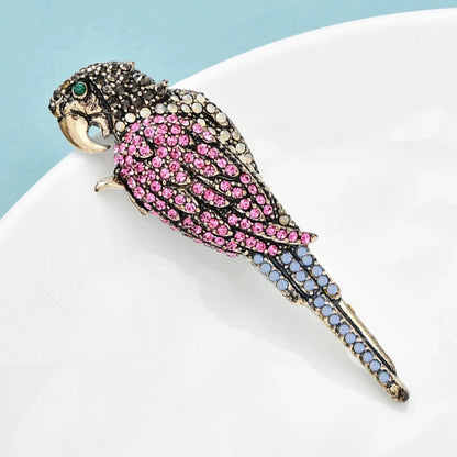 Wuli&baby Vintage Parrot Bird Brooches For Women Unisex Beautiful Rhinestone Animal Party Office Clothes Brooch Pins Gifts