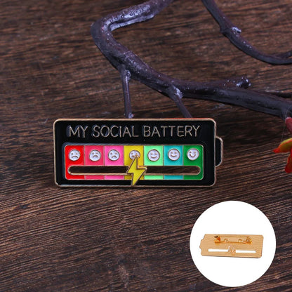 My Social Power Battery Brooch Social Power Enamel Badge Transform Mood Energy Brooche Alloy Badge Gift Brooches for Women Pin
