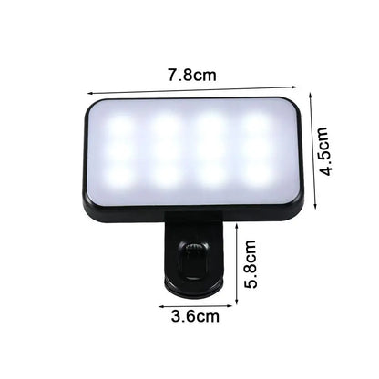 Pocket Selfie Light Mini LED Selfie Fill Light 3 Mode Adjustable Brightness Rechargeable Clip For iPhone Laptop Live Video Light