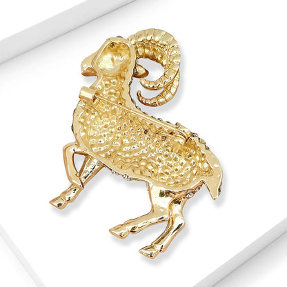 Beaut&Berry Luxury Rhinestone Goat Brooches for Women Unisex Animal Pins Casual Party Jewelry Accessories Gifts Decoration