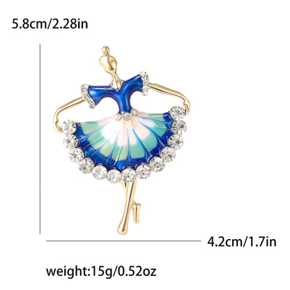Rhinestone Ballerina Brooches for Women Acrylic Elf Pins Pearl Girls Accessories Office Party Friend Gifts