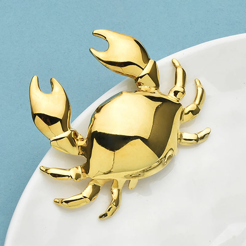 Wuli&baby Stainless Steel Crab Brooches 2-color Lovely Water Animal Casual Party Brooch Pins Gifts