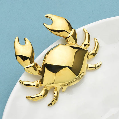 Wuli&baby Stainless Steel Crab Brooches 2-color Lovely Water Animal Casual Party Brooch Pins Gifts