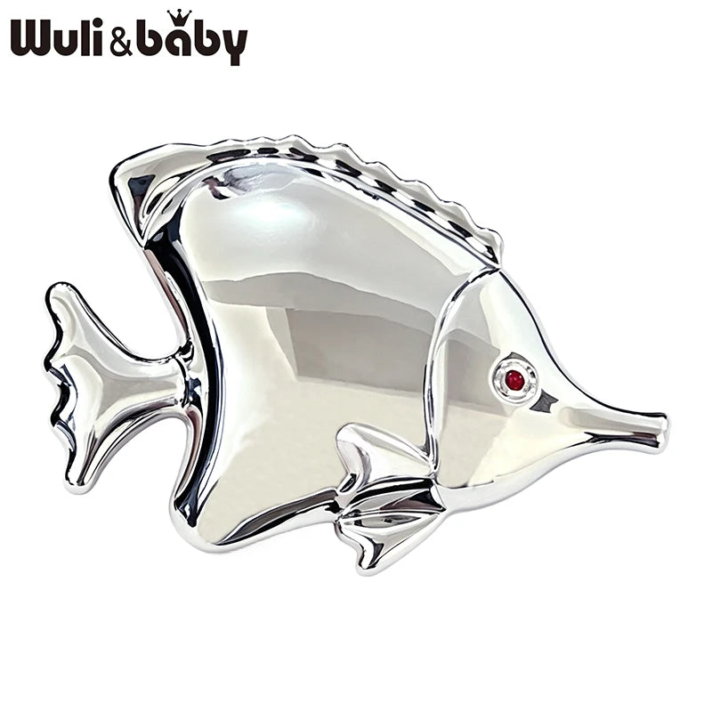Wuli&baby Stainless Steel Fish Brooches For Women Unisex Lovely 2-color Polished Sea Animal Party Casual Brooch Pins Gifts