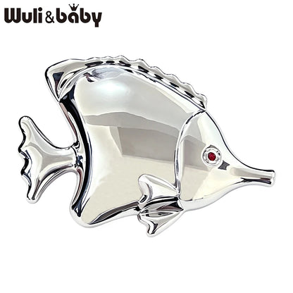 Wuli&baby Stainless Steel Fish Brooches For Women Unisex Lovely 2-color Polished Sea Animal Party Casual Brooch Pins Gifts