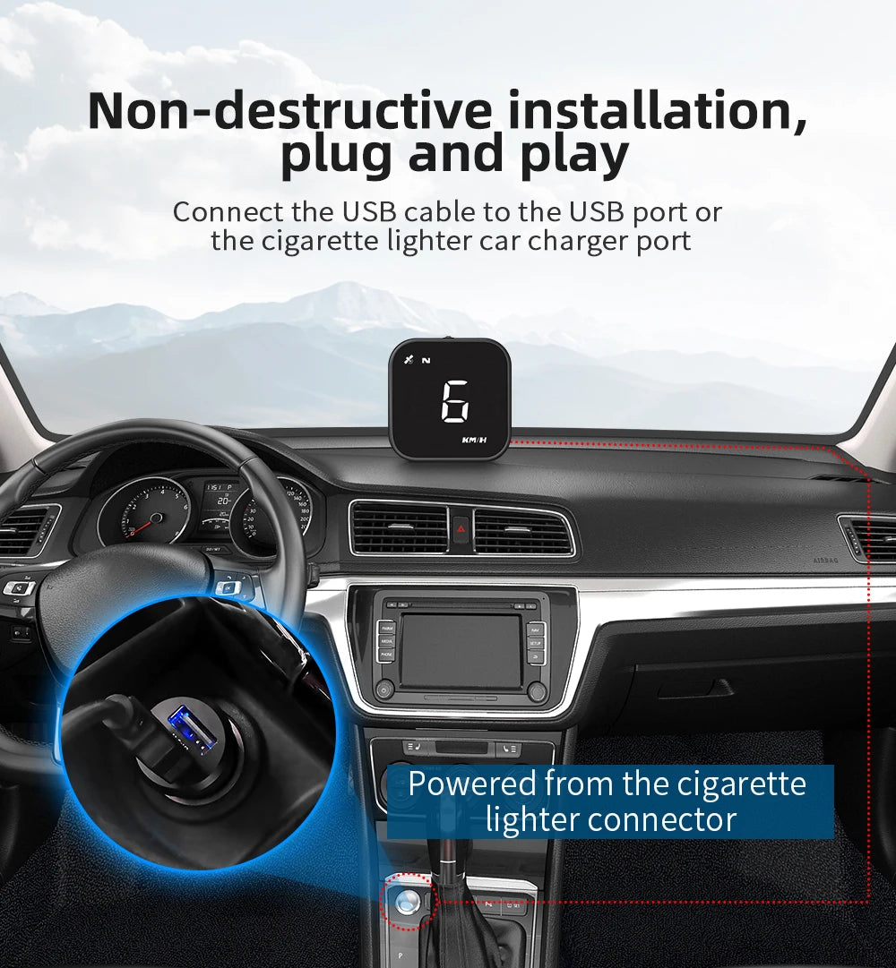 Universal Car Mini HUD G4S GPS Head Up Display Auto Digital KMH/MPH Speedometer Black / Green Font Speed Board  Projection