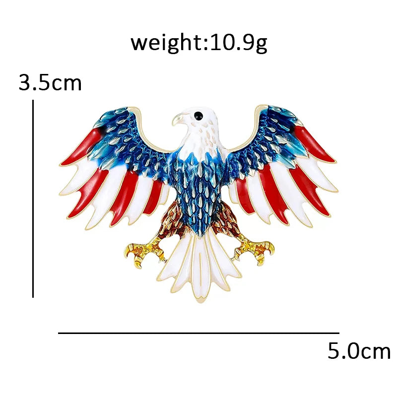 Wuli&baby Eagle USA 250 Independence Day Brooches Pins For Women Unisex Enamel Cool American Flag Design Eagle Animal Brooch Pin