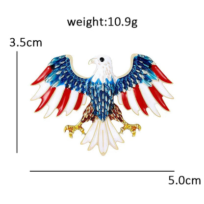 Wuli&baby Eagle USA 250 Independence Day Brooches Pins For Women Unisex Enamel Cool American Flag Design Eagle Animal Brooch Pin