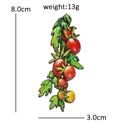 Wuli&baby Beautiful Cherry Tomato Brooches For Women Lady Lovely Vegetable Plants Party Office Brooch Pin Gifts