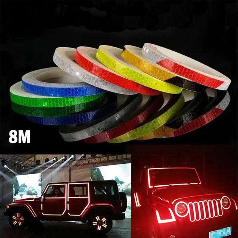 1pc 8m Bike Stickers Reflective Tape Fluorescent DIY Bike Bicycle Strips Cycling Tapes for Bicycle Helmet Motorcycle Scooter