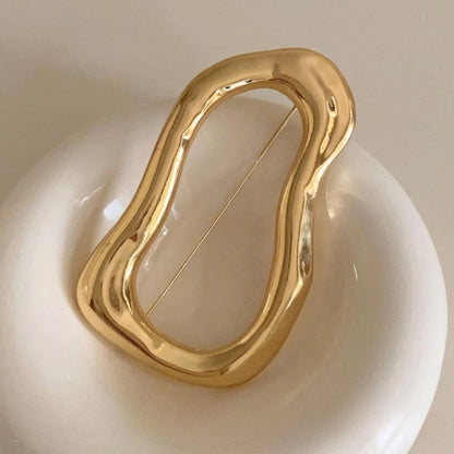 Trendy Irregular Big Circle Brooches for Women Men Gold Plated Silver Color Metal Lapel Pins Geometric Jewelry Gifts