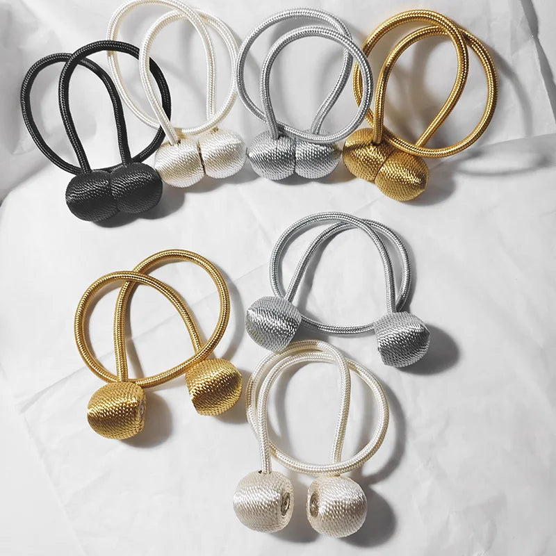 2pcs curtain tiebacks, a pair set, magnetic ropes, light luxury magnetic curtain buckles.