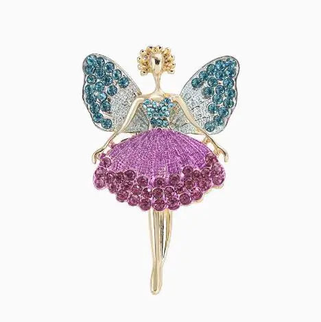 Fashionable and cute angel brooch with full diamond alloy clip