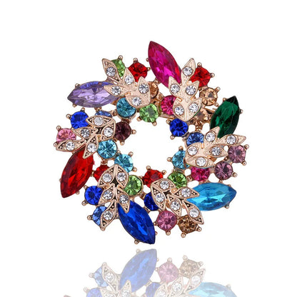 SKEDS High-end Women  Exquisite Crystal Flower Badges Pin Fashion Creative Luxury Rhinestone Shining Brooch Corsages