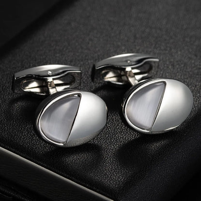 Round Cufflinks Mens For Business Shirt Wedding Party Men Cufflink Solid Cloth Rectangle Stripe Cuff links Accessories Wholesale