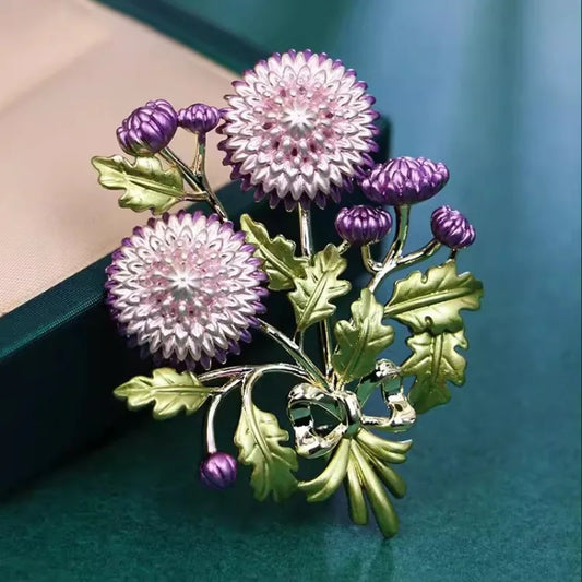Vintage High-end Women Men Enamel Dandelion Brooch Classic Exquisite Elegant Plant Lady Pin Badges