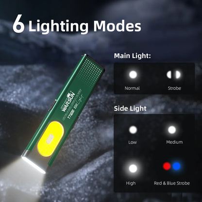Warsun T7 Latest LED Keychain Flashlight  650Lm Portable Mini Torch Light Pocket Lantern Flood Work Light With Magnet