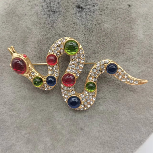 SKEDS Women Men Fashion Exquisite Colorful Rhinestone Snake Brooch Pin Elegant Lady Crystal Shining Animal Badges Corsages