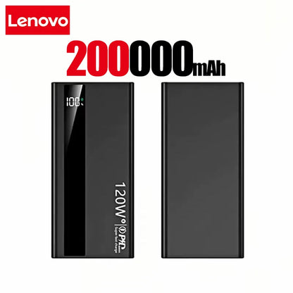 Lenovo 200000mAh Powerbank 120W Super Fast Charging Portable Battery Charger Ultra Capacity LED Digital Display For IPhone