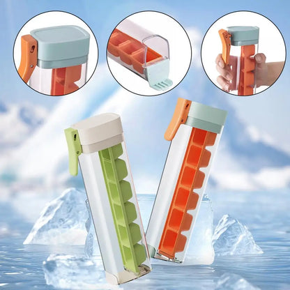 Creative One-Handed Ice Cube Mold Household Ice Making Artifact with 6 Compartments Ice Storage Box for Refrigerator