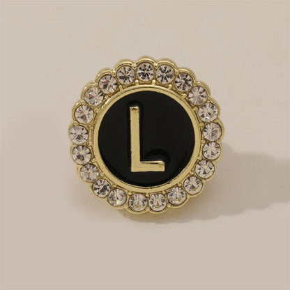 26 English Initials A-Z Brooches Classic Full Around Crystal Golden Alphabet Pins For Women Men Girls Clothes Bag Jewelry Gift