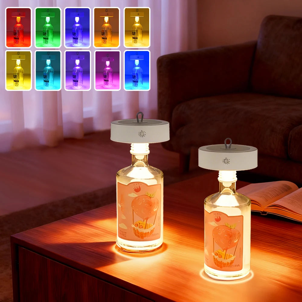 Wine Head Lamp Embedded Bar Restaurant Living Room RGB Dimming Decoration Wine Bottle Table Lamp Atmosphere Light Night Light