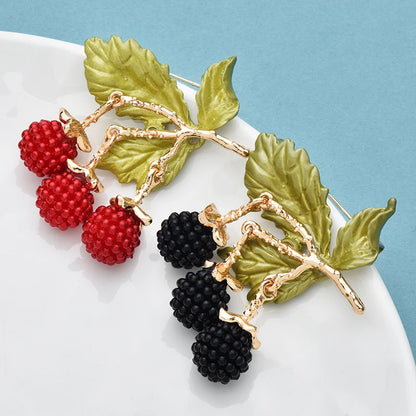 Wuli&baby Cute Fruits Brooches For Women Unisex 2-color Enamel Red Purple Plants Party Office Brooch Pins Gifts