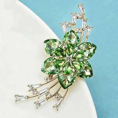 Wuli&baby Luxury Crystal Flower Brooches For Women Lady 2-color Charming Plants Party Office Brooch Pins Fashion Jewelry Gifts