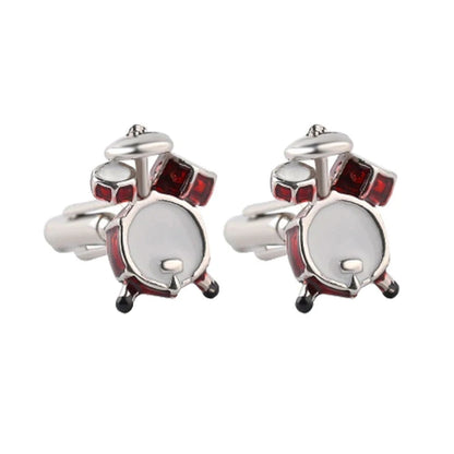 Fashion Music Drum Cufflinks for Men New Trendy 3D Red White Drum CUFFLINKS French Shirt Party Wedding Jewelry Boyfriends Gifts