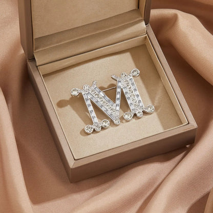 M Letter Suit with Diamond Brooch Fashionable Women's Design Corsage High-end Versatile Clothing Accessories Brooches for Women