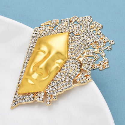 Wuli&baby Sparkling Face Brooches Rhinestone Art Character Figure Party Office Brooch Pins Gifts